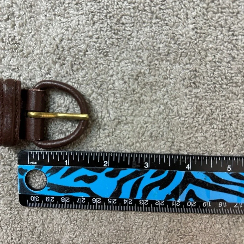 Mens Bonded Leather Braided Belt Dark Brown Woven Adjustable Size 42
